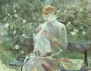 Berthe Morisot Young Woman Sewing in the Garden USA oil painting artist